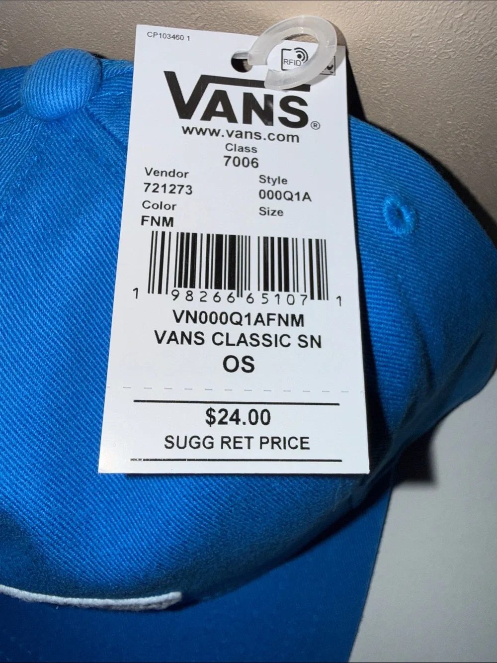 Vans Blue Kids Snapback Hat with White 'Off The Wall' Logo
